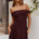 BOLTA OFF SHOULDER MINI DRESS - CHOCOLATE