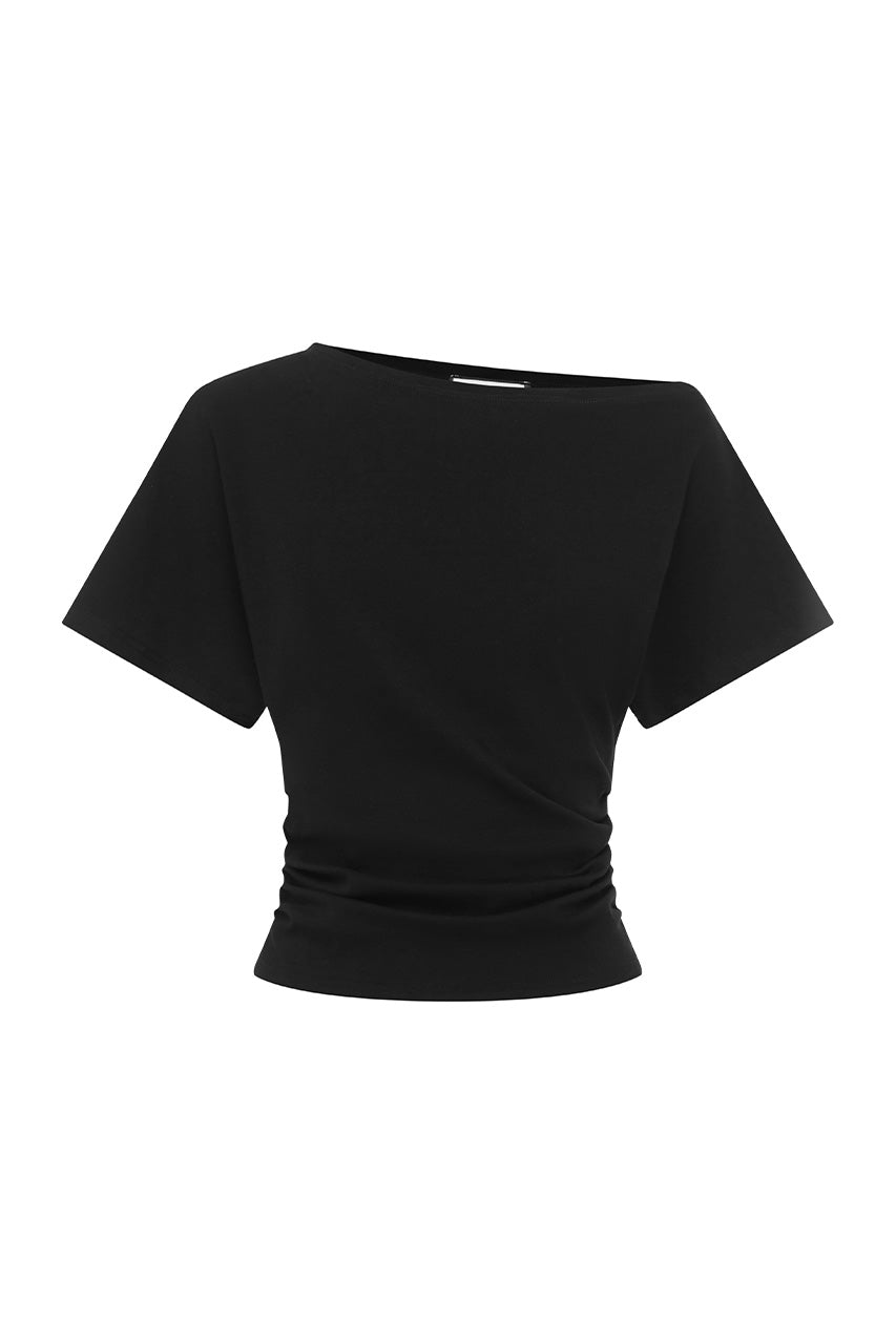 BONNE ONE SHOULDER TOP - BLACK - BONNEONESHOULDERTOP-BLACK