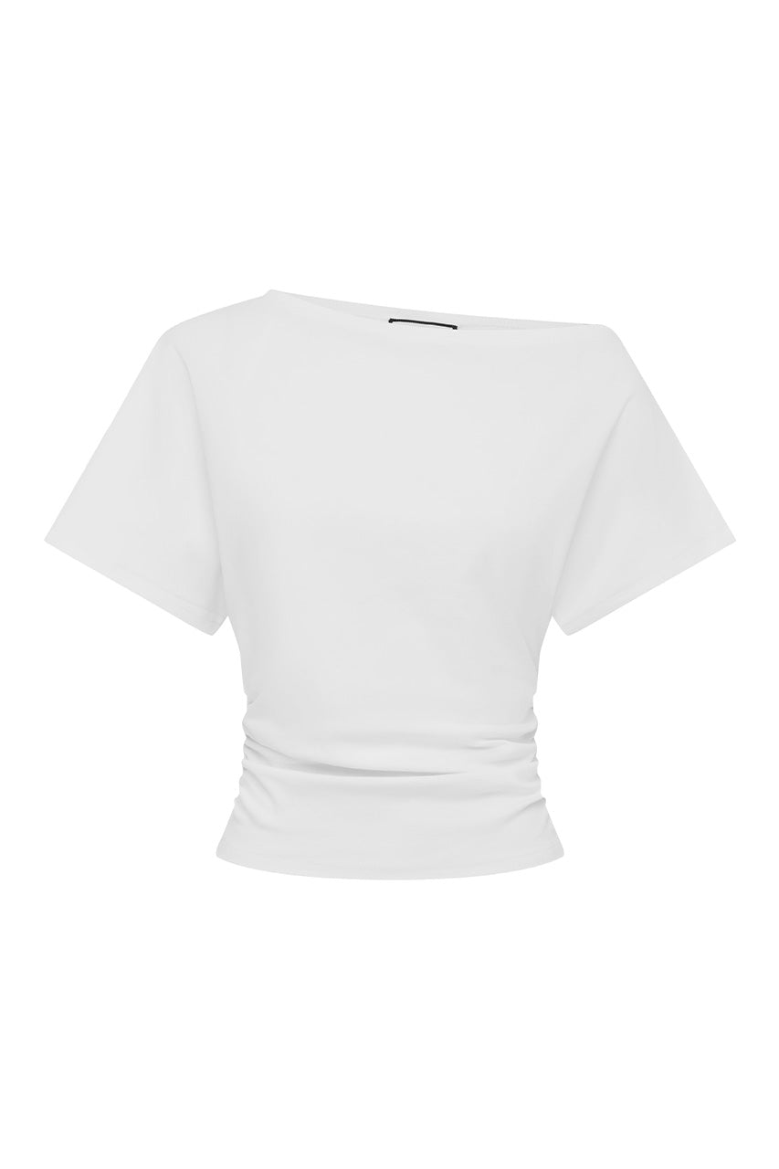 BONNE ONE SHOULDER TOP - WHITE - BONNEONESHOULDERTOP-WHITE