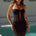 BRANDY SHEER HALTER SPLIT FRONT TOP - BLACK