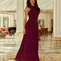CALIANA HIGH NECK MAXI DRESS - PLUM