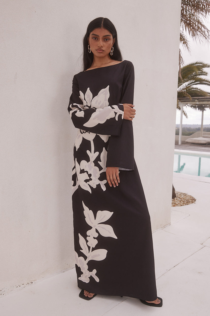 CAMINO MAXI DRESS - BLACK/SAND - CAMINOMAXIDRESS-BLACKSAND_3