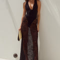 JENNA LOW WAIST LACE MAXI SKIRT - BLACK
