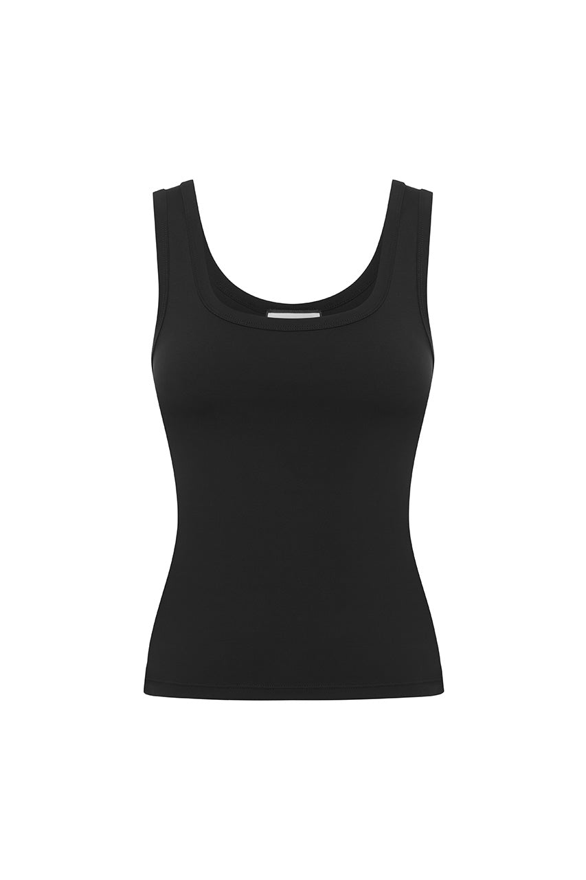 CARA SCOOP NECK TANK - BLACK - CARASCOOPNECKTANK-BLACK