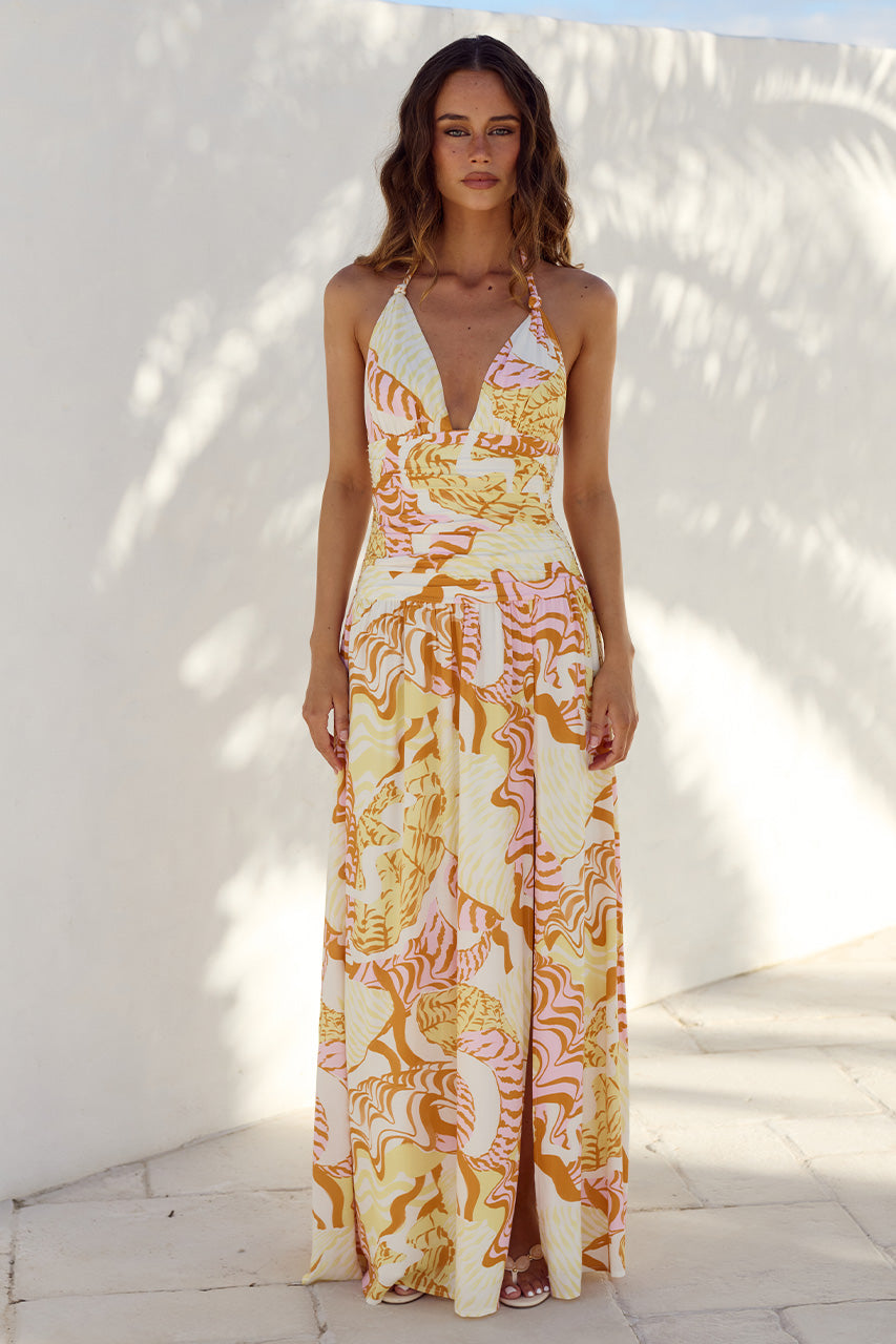 CARLA PLUNGE NECK MAXI DRESS - TAHITI PINK XXL - CARLAPLUNGENECKMAXIDRESS-TAHITIPINK