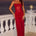 CASSIE GLITTER MESH MAXI DRESS - CHERRY