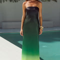CELESTE STRAPLESS MAXI DRESS - PINE OMBRE