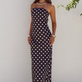 CELESTE STRAPLESS MAXI DRESS - BLACK/WHITE POLKA