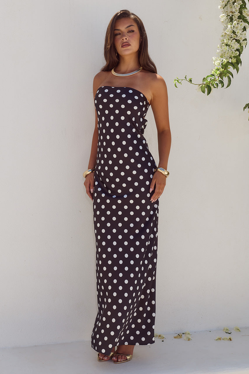 CELESTE STRAPLESS MAXI DRESS - BLACK/WHITE POLKA XXL - CELESTESTRAPLESSMAXIDRESS-BLACKWHITEPOLKA-1
