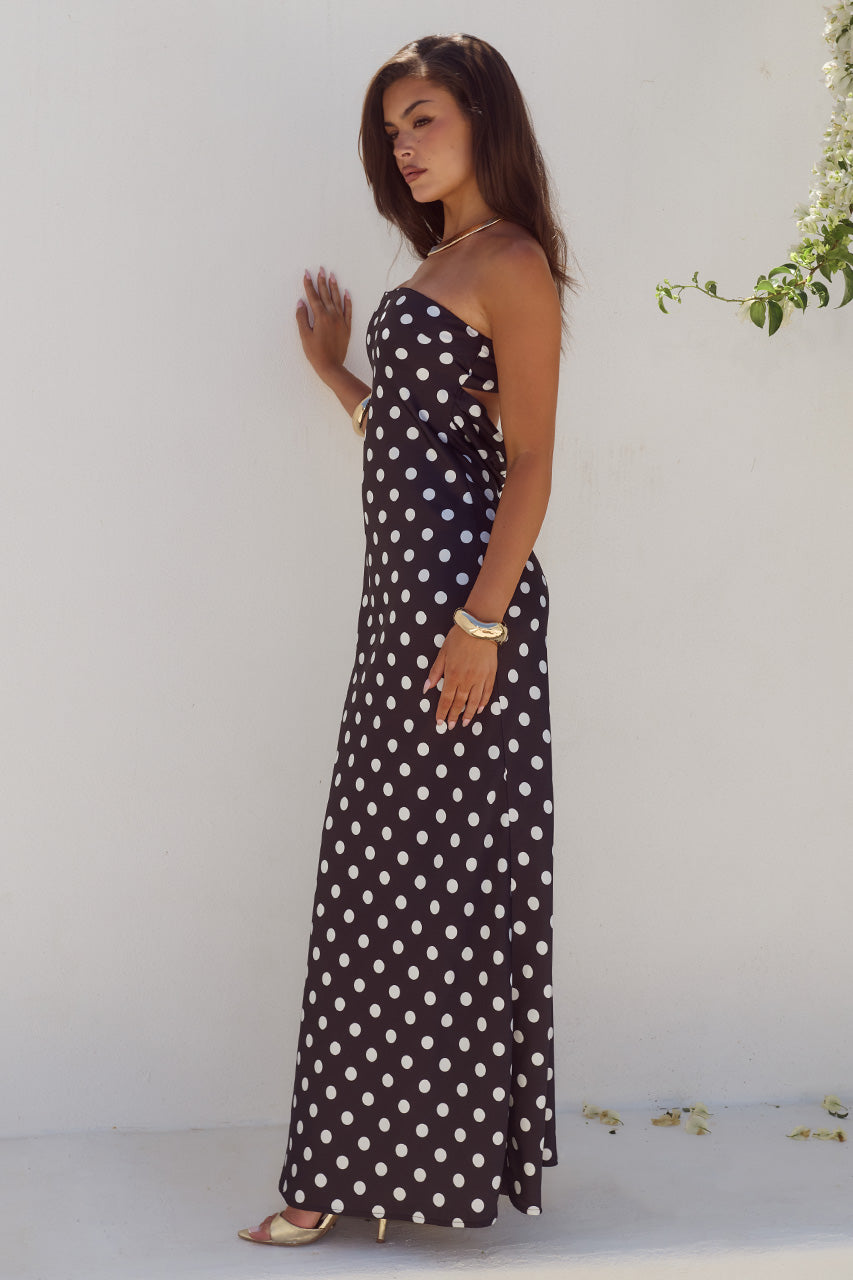 CELESTE STRAPLESS MAXI DRESS - BLACK/WHITE POLKA - CELESTESTRAPLESSMAXIDRESS-BLACKWHITEPOLKA-2