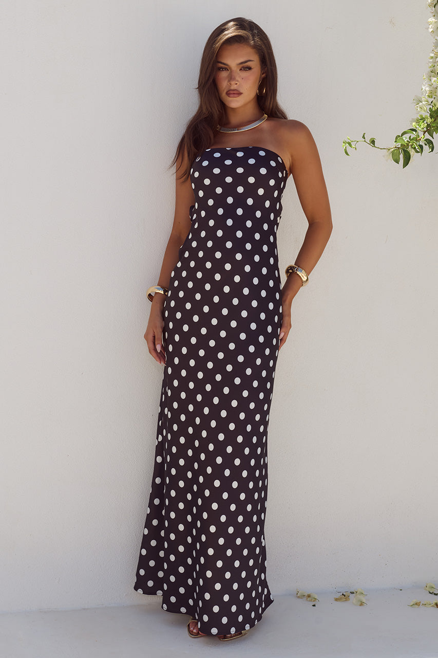 CELESTE STRAPLESS MAXI DRESS - BLACK/WHITE POLKA - CELESTESTRAPLESSMAXIDRESS-BLACKWHITEPOLKA-5