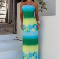 CELESTE STRAPLESS MAXI DRESS - NADIA LIME OMBRE