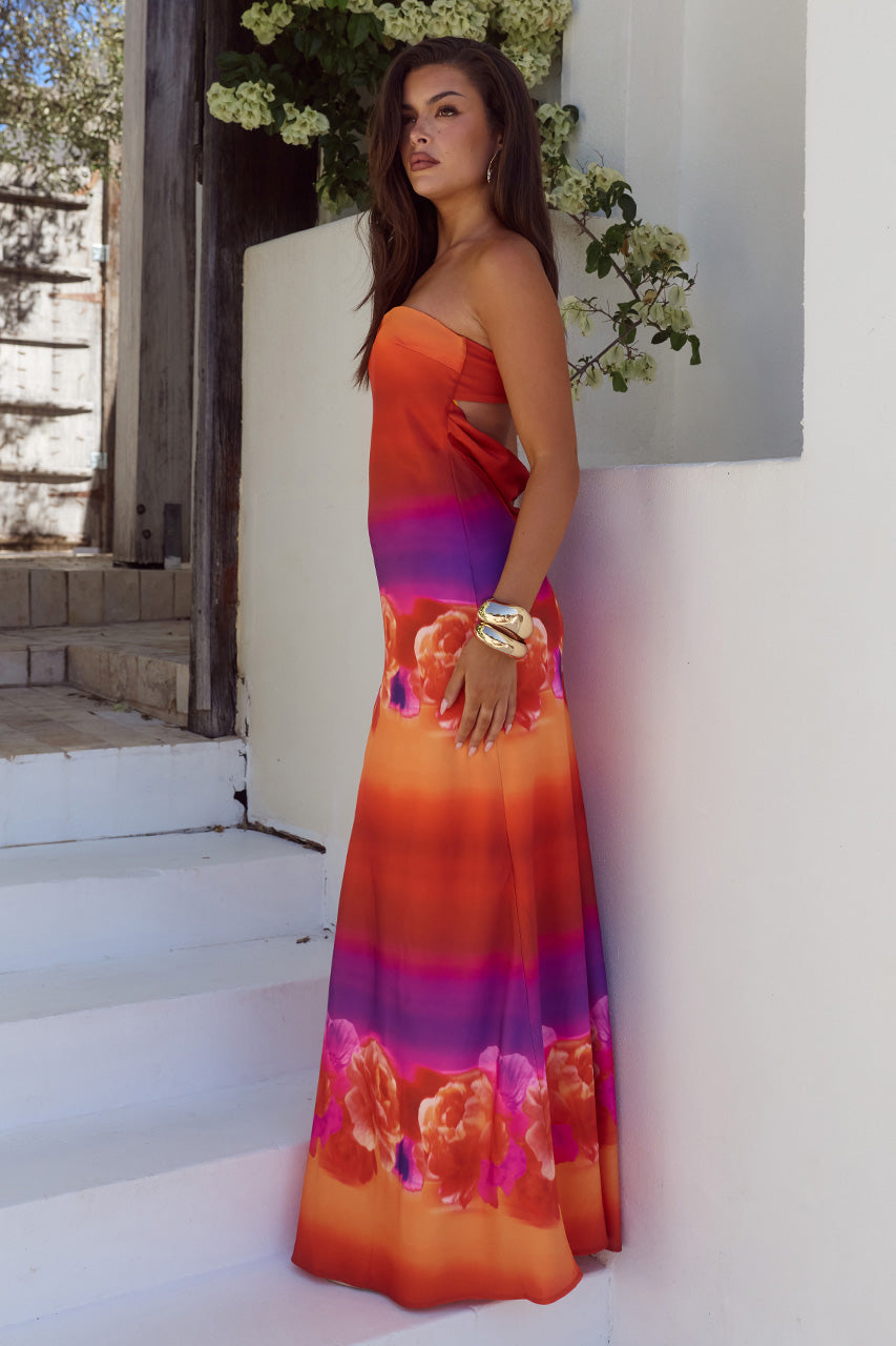 CELESTE STRAPLESS MAXI DRESS - NADIA ORANGE OMBRE - CELESTESTRAPLESSMAXIDRESS-NADIAORANGEOMBRE_-2
