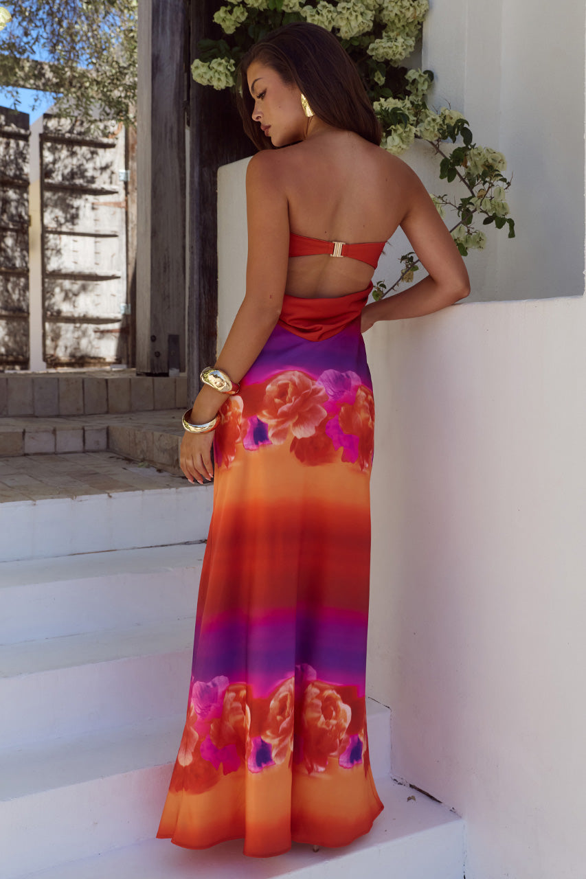 CELESTE STRAPLESS MAXI DRESS - NADIA ORANGE OMBRE