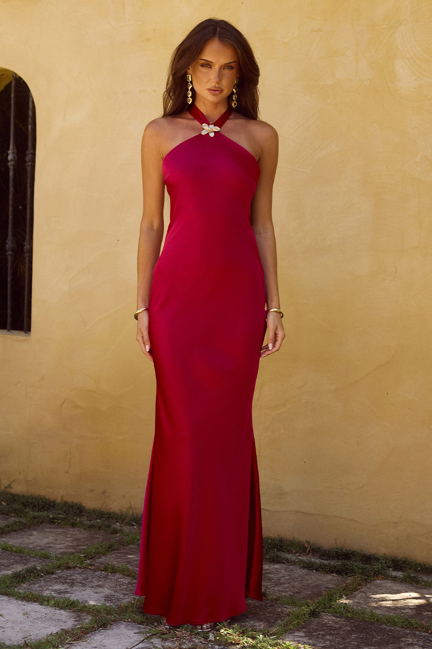 CHARA LOW CROSS BACK MAXI DRESS - CHERRY - CHARA-MAXI-DRESS-CHERRY-2