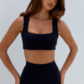 CHLOE SQUARE NECK CROP TOP - BLACK
