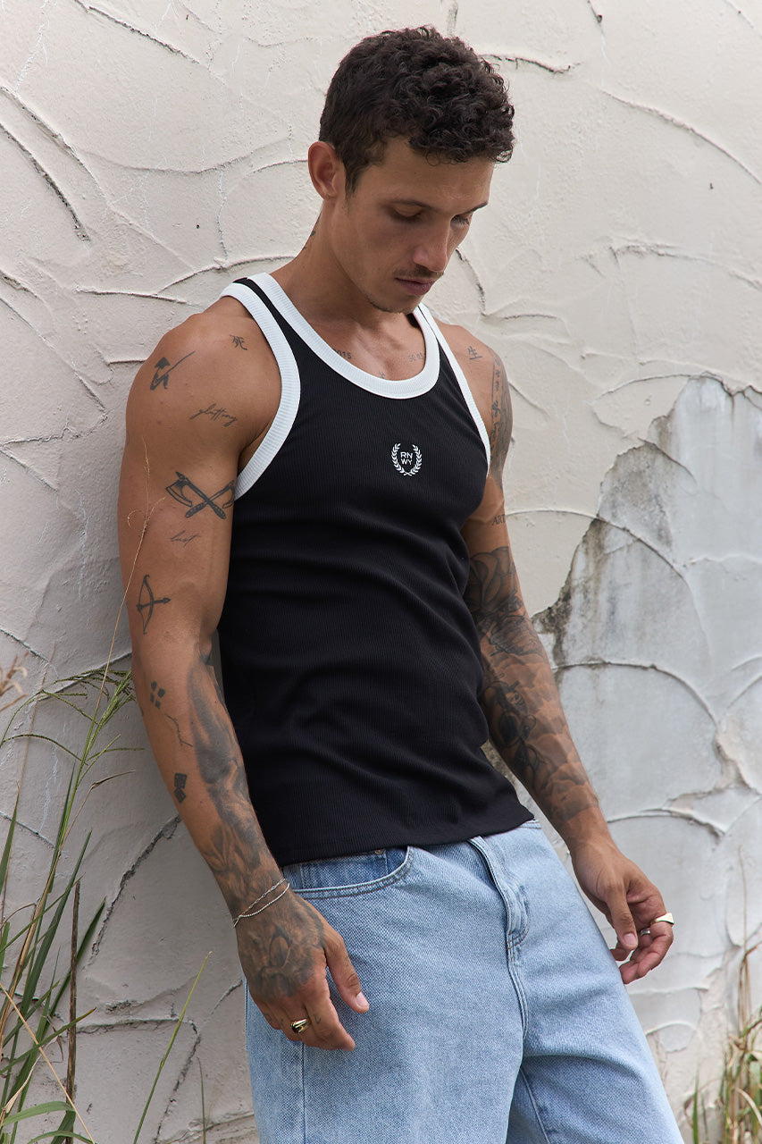 CHRIS RIBBED TANK - BLACK/OFF WHITE - CHRISRIBBEDTANK-BLACK_OFFWHITE-5