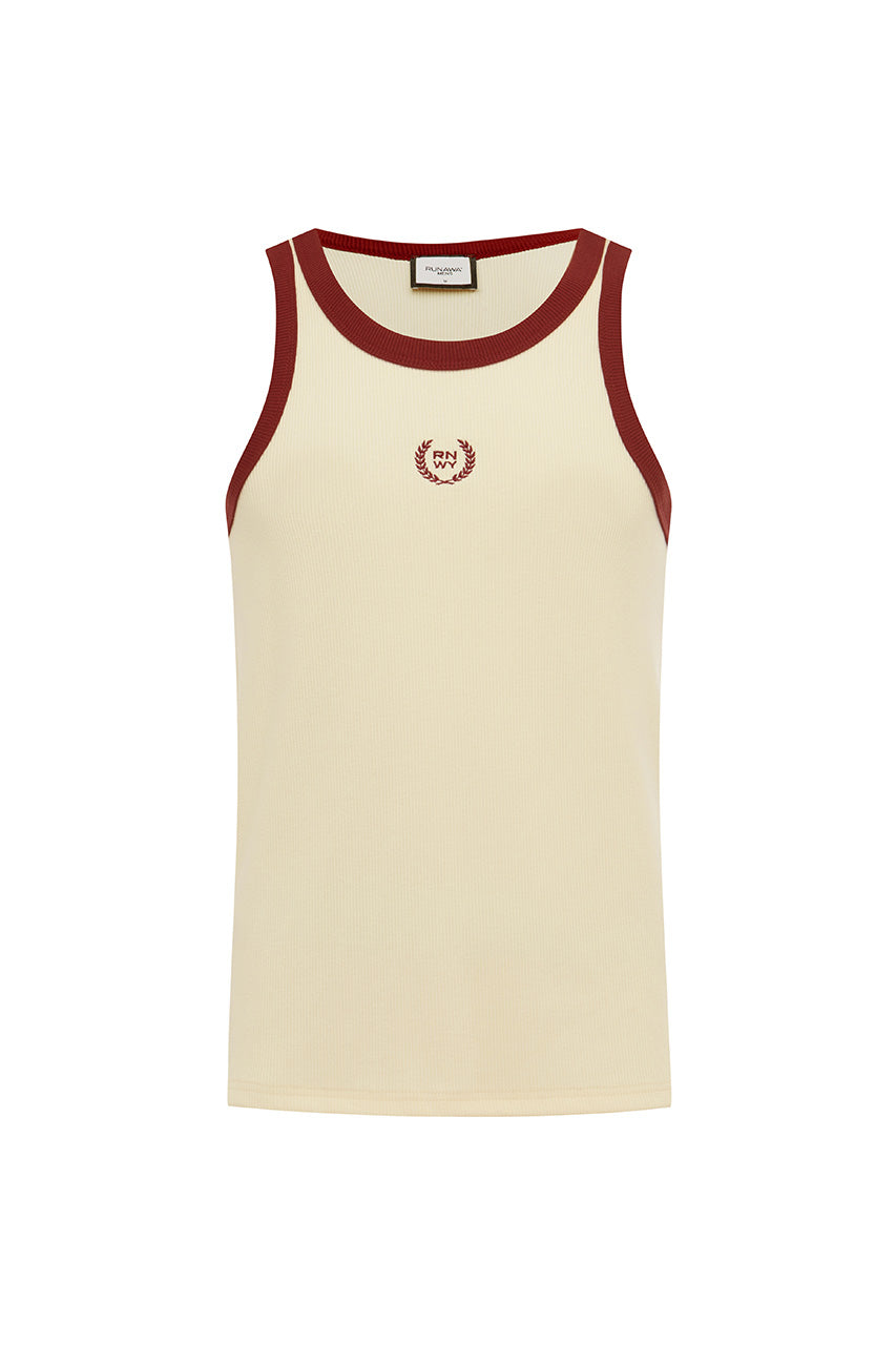 CHRIS RIBBED TANK - CREAM/WINE - CHRISRIBBEDTANK-CREAM_WINEXZLATANBERMUDADENIMSHORTS-LIGHTBLUEWASH-4