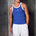 CHRIS RIBBED TANK - ROYAL BLUE/OFF WHITE