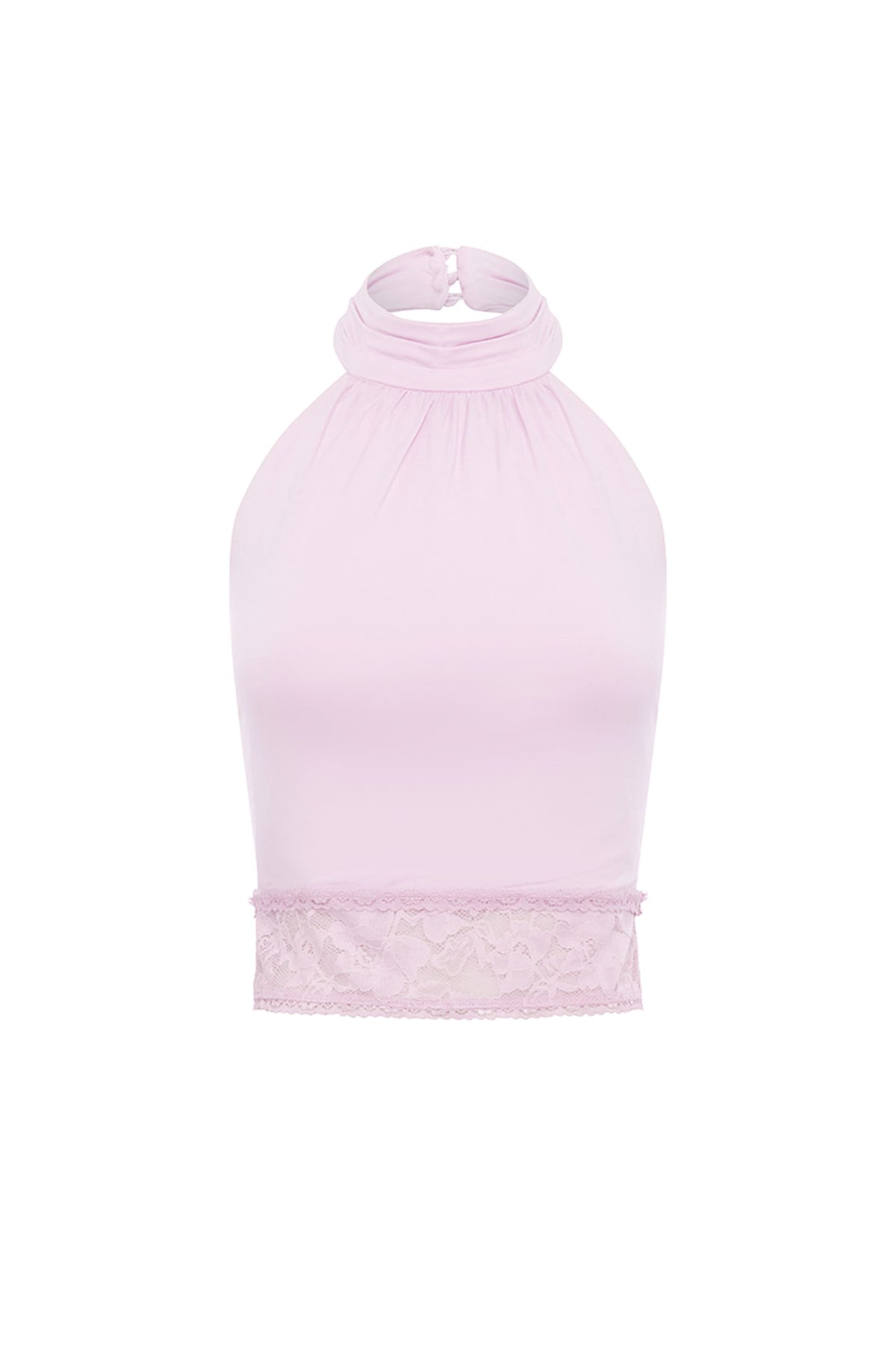 CLAUDIA HALTER LACE HEM TOP - PINK - CLAUDIAHALTERLACEHEMTOP-PINK