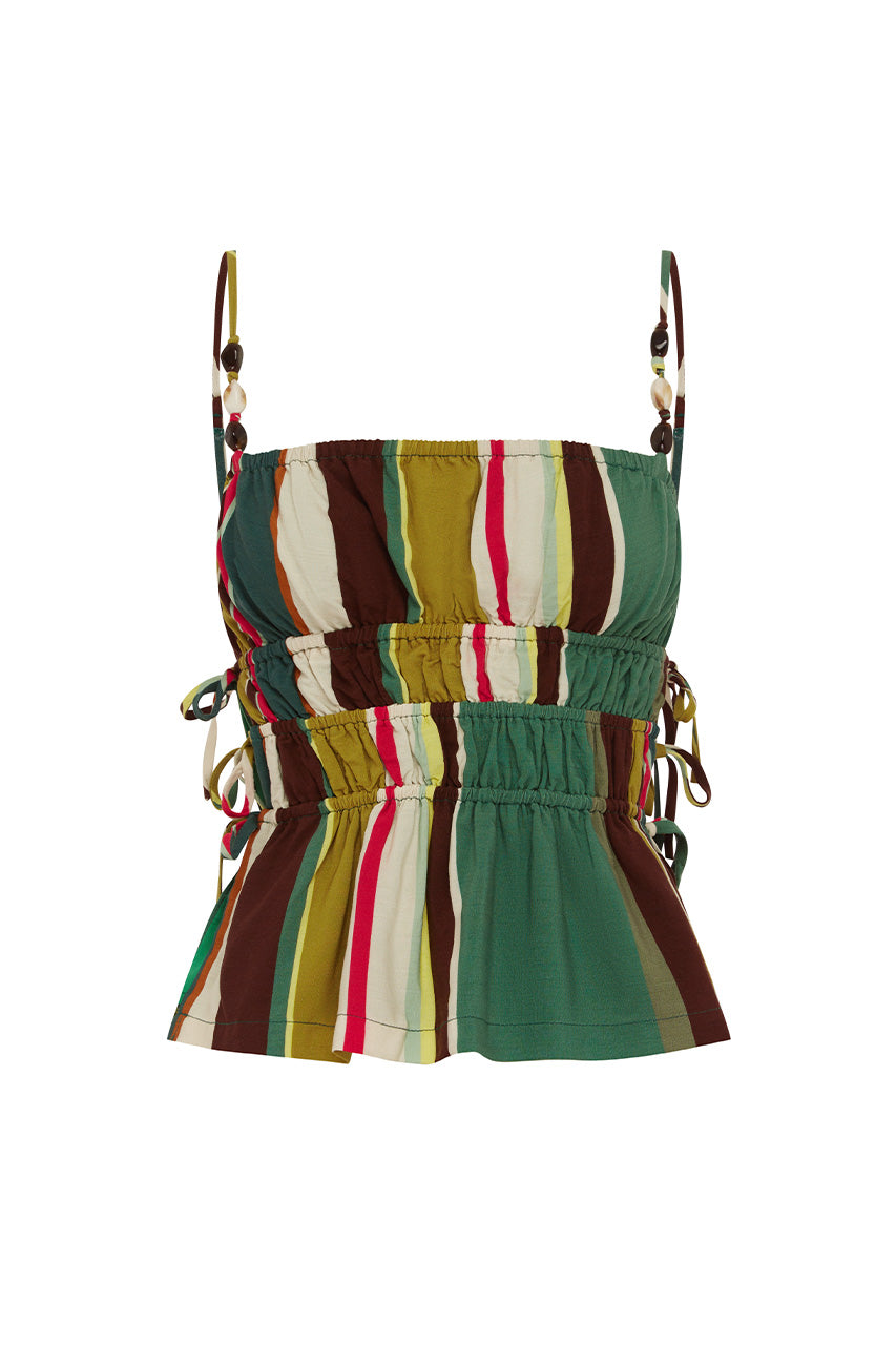 CLINTON TIE SIDE SHIRRED CAMI TOP - ESTELLA MULTI