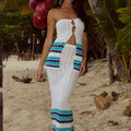 CORALINA MAXI SKIRT - WHITE/BLUE