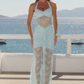 ANNIKA HALTER LACE MAXI DRESS - ICE BLUE