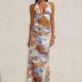 LUMIA HALTER CUTOUT MAXI DRESS - ZARLA CHOC