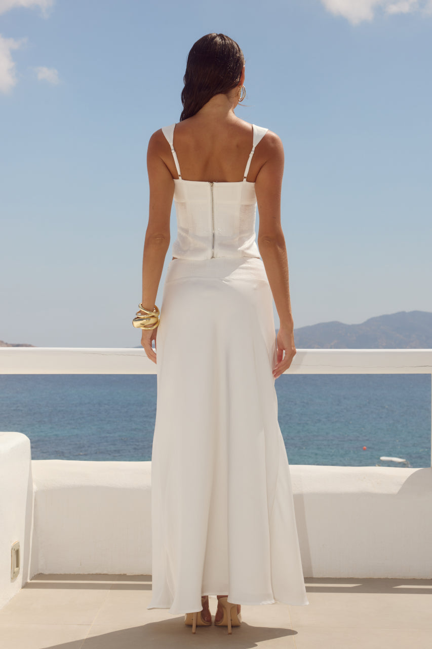 MEDINA RUCHED SEQUIN TOP - OFF WHITE - CR1_77581