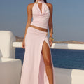 TARA SIDE SPLIT MAXI SKIRT - PINK
