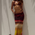 CYRUS LOW WAIST SHEER MAXI SKIRT - ANABELL RED