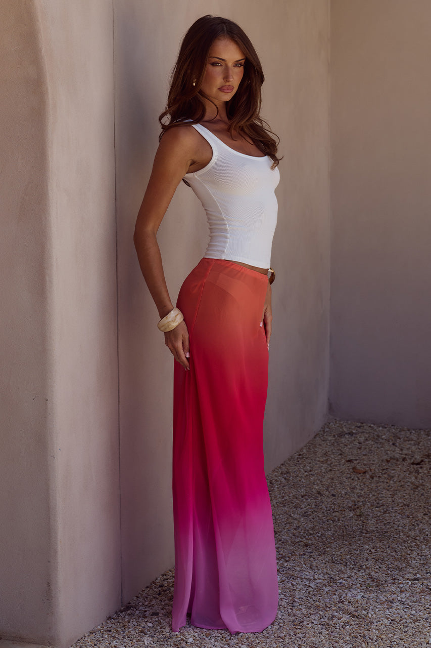 CYRUS LOW WAIST SHEER MAXI SKIRT - TROPICALE OMBRE - CYRUSLOWWAISTSHEERMAXISKIRT-TROPICALEOMBRE-1