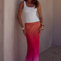 CYRUS LOW WAIST SHEER MAXI SKIRT - TROPICALE OMBRE