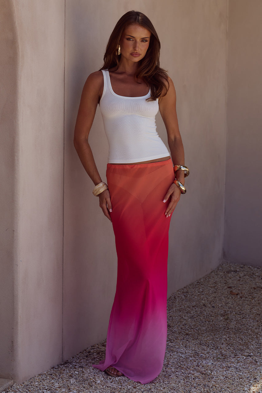 CYRUS LOW WAIST SHEER MAXI SKIRT - TROPICALE OMBRE XXL - CYRUSLOWWAISTSHEERMAXISKIRT-TROPICALEOMBRE-3