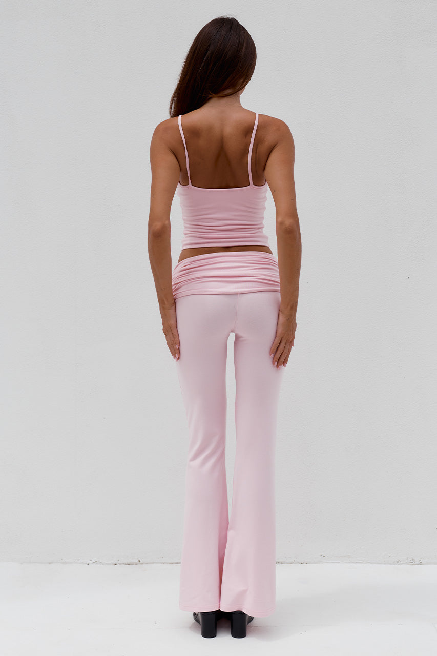 DAMARI FOLDOVER FLARE PANTS - BALLET PINK