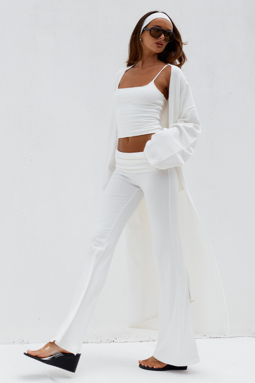 LAVINA LONGLINE KNIT CARDIGAN - CREAM - DAMARISCOOPCAMITOPxDAMARIFOLDOVERFLAREPANTS-WHITExLAVINALONGLINEKNITCARDIGAN-CREAM-18