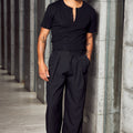 FRANKIE TAILORED WIDE LEG PANT - BLACK