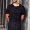 DAMIEN HENLEY NECK T-SHIRT - BLACK