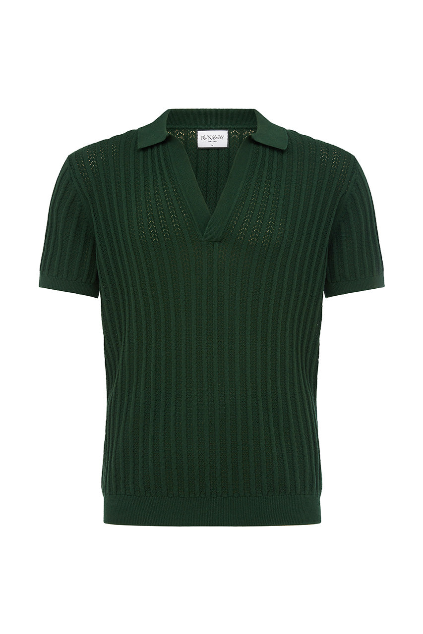 DANTE TEXTURED POLO KNIT TOP - EMERALD GREEN - DANTETEXTUREDPOLOKNITTOP-EMERALDGREEN-3