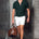 DANTE TEXTURED POLO KNIT TOP - EMERALD GREEN