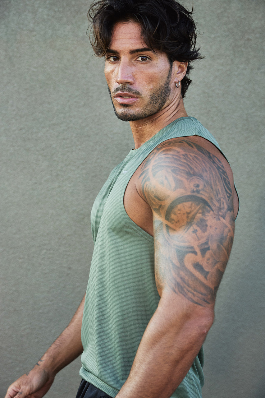 DASH FITTED TANK TOP - KHAKI - DASHFITTEDTANKTOP-KHAKIxWAYNEDRAWSTRINGSHORTS-BLACK-10