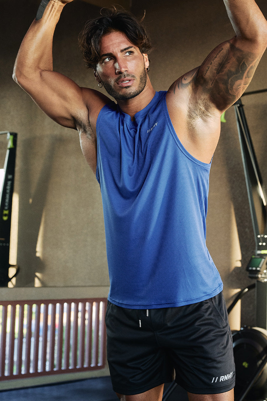 DASH FITTED TANK TOP - ROYAL BLUE - DASHFITTEDTANKTOP-ROYALBLUExWAYNEDRAWSTRINGSHORTS-BLACK_-11