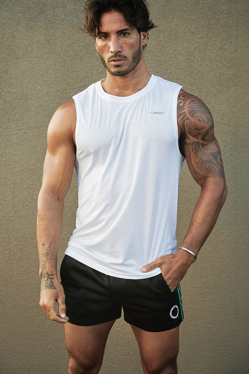 DASH FITTED TANK TOP - WHITE - DASHFITTEDTANKTOP-WHITExPAXTONELASTICWAISTSHORTS-BLACK-09