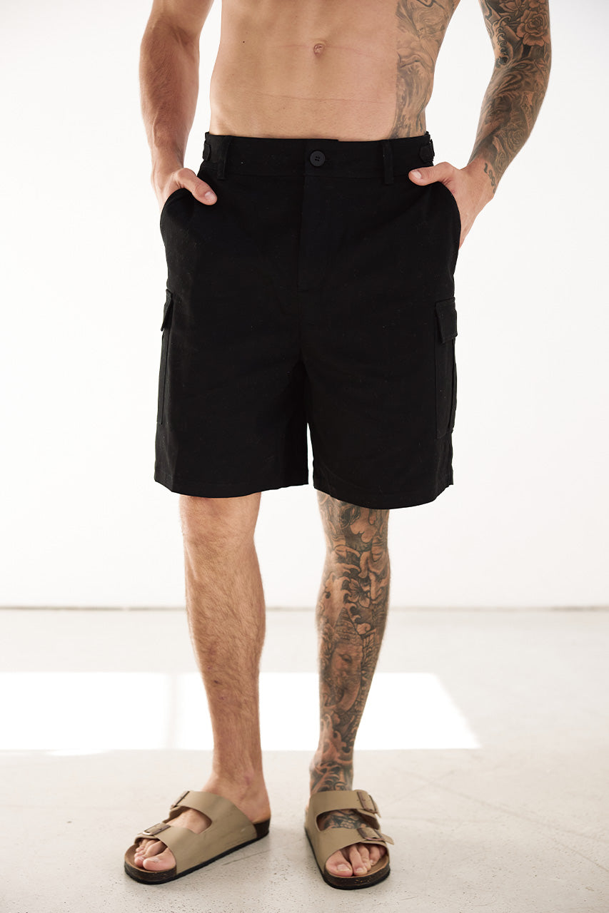 DAX CARGO SHORTS - BLACK - DAXCARGOSHORTS-BLACK-1