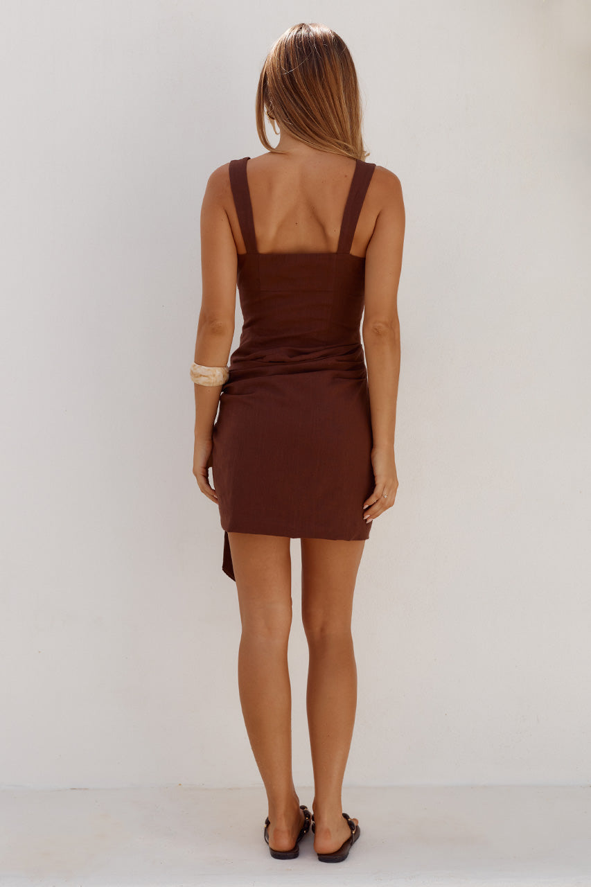DELIA SQUARE NECK MINI DRESS - CHOCOLATE - DELIASQUARENECKMINIDRESS-CHOCOLATE-4