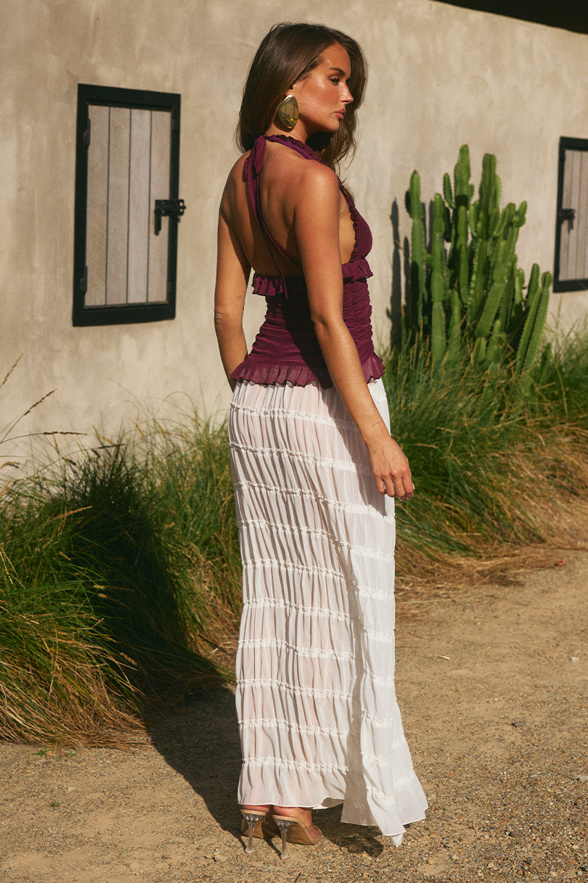 SUSANNA RUFFLE TEXTURED MAXI SKIRT - IVORY - DELLAV-NECKRUFFLETOP-PLUMXSUSANNARUFFLETEXTUREDMAXISKIRT-IVORY-6