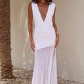 DESERAE LOW PLUNGE MAXI DRESS - WHITE