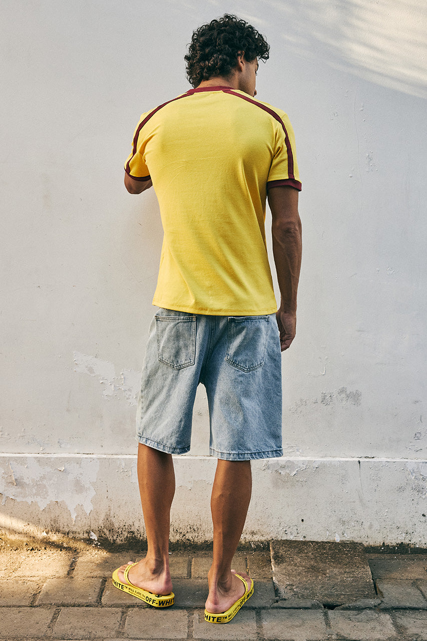 DINO SHORT SLEEVE T-SHIRT - YELLOW/WINE