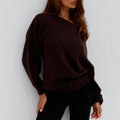 DIONNE OFF SHOULDER KNIT SWEATER - CHOCOLATE