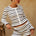 DONNA LONG SLEEVE KNIT TOP - CREAM/CHOCOLATE
